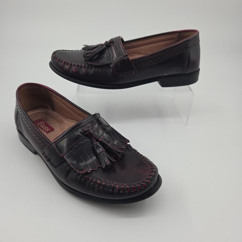 Bass Grammer Loafers Mens 9M Cordovan Oxblood Leather Kiltie Tassel Dress Shoes‎